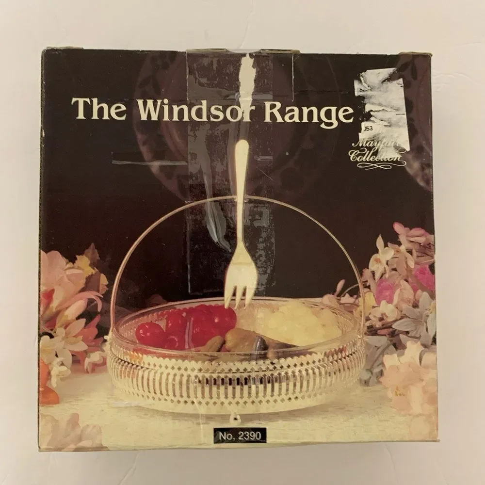 Silver Plated The Windsor Range Glass Bowl And Fork Set Mayfair London